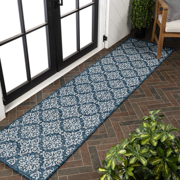 Amora Traditional Mediterranean Tile Design Indoor/Outdoor Area Rug